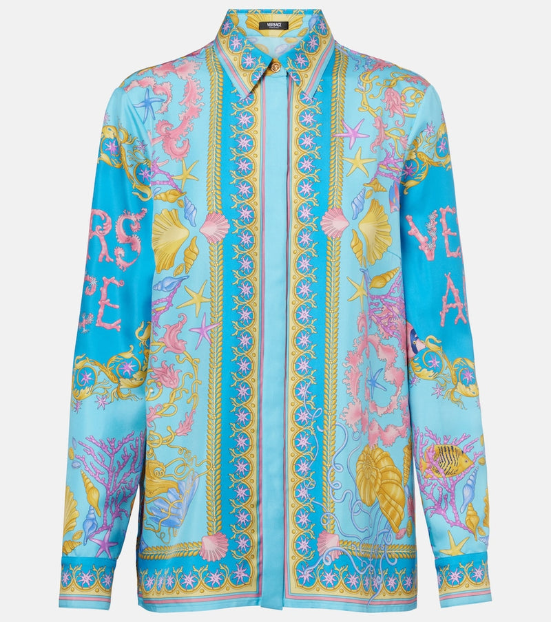 Versace Underwater Barocco silk twill shirt