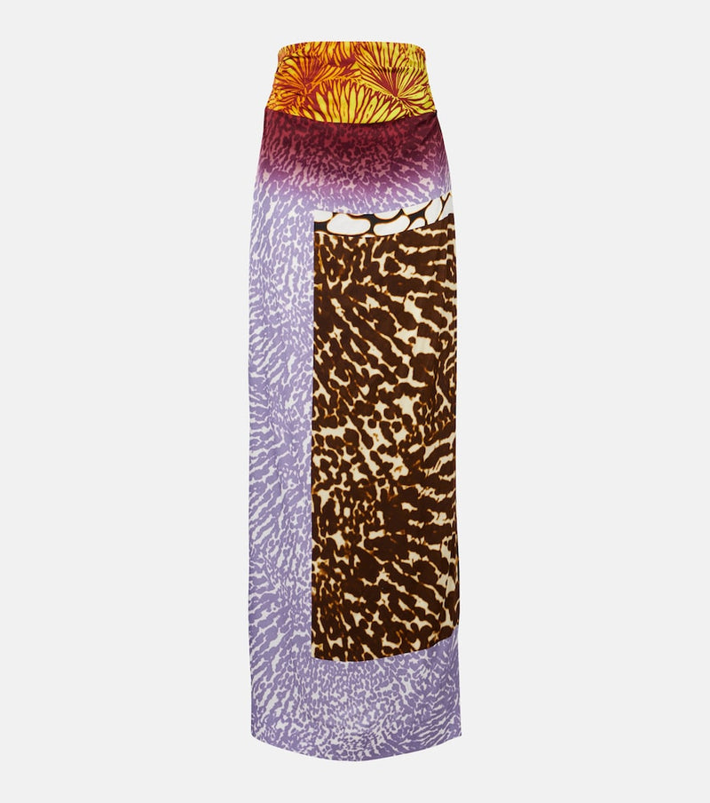 Dries Van Noten Printed silk midi skirt