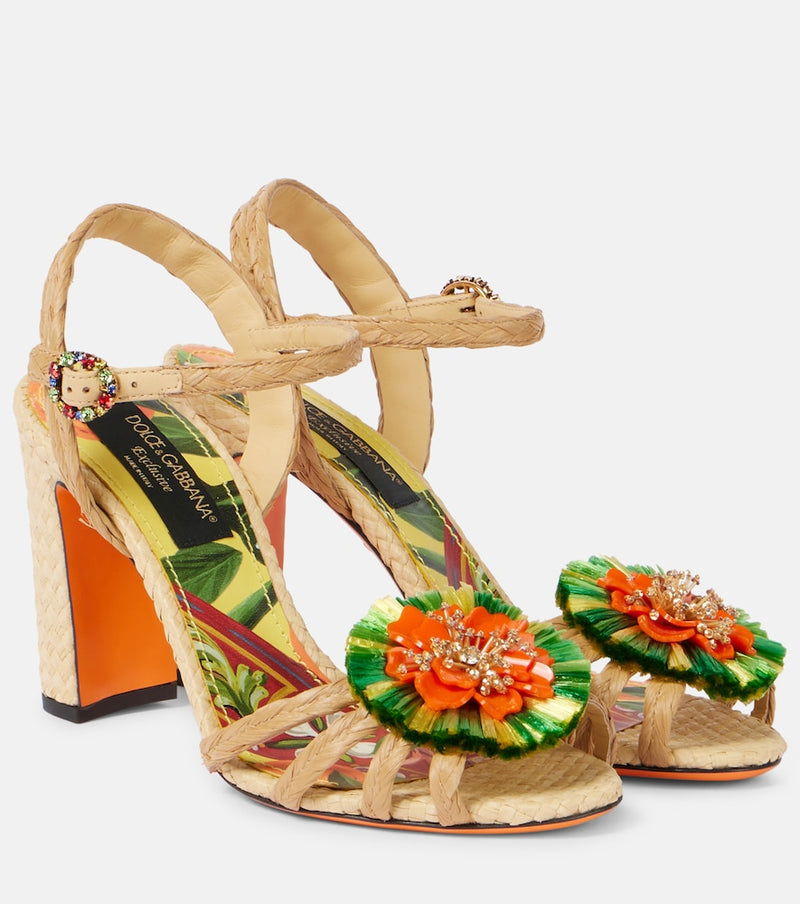Dolce & Gabbana Embellished raffia sandals