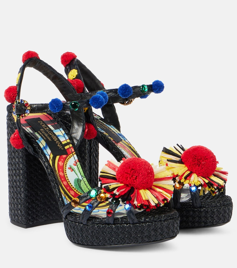Dolce & Gabbana 105 embellished raffia sandals