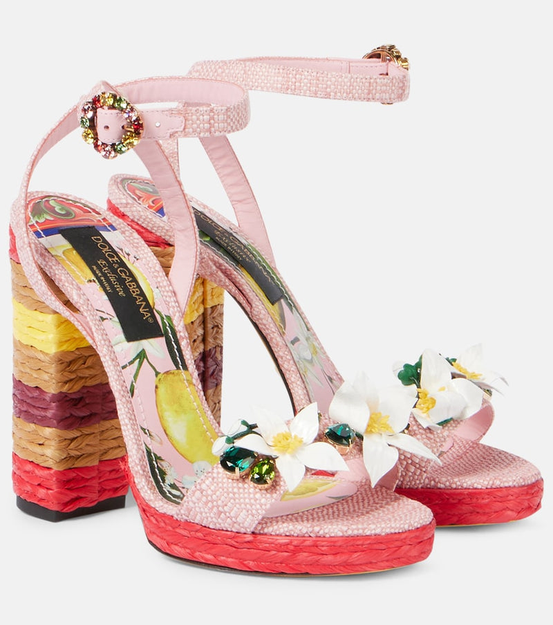 Dolce & Gabbana Taormina 135 embellished raffia sandals