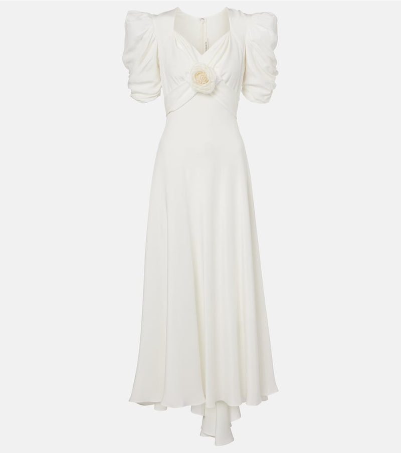 Rodarte Floral-applique silk crepe gown in White