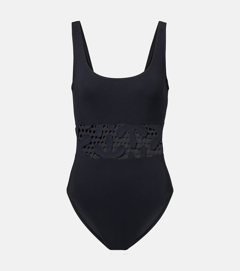 Karla Colletto Floral cutout swimsuit in Black