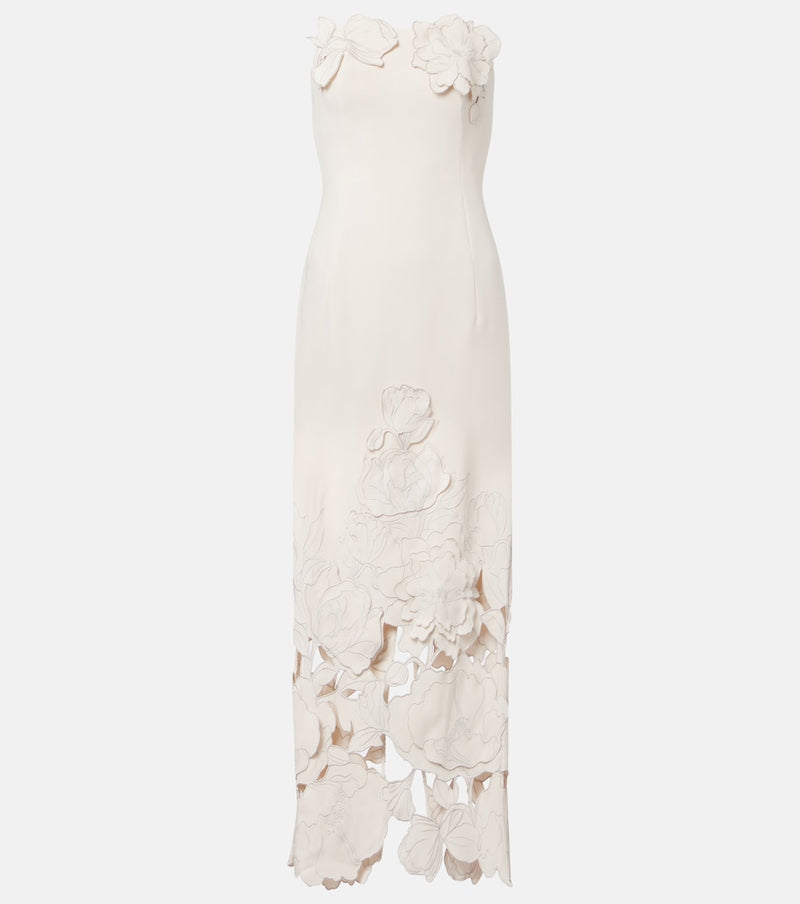 Leo Lin Rayna floral-applique crepe maxi dress