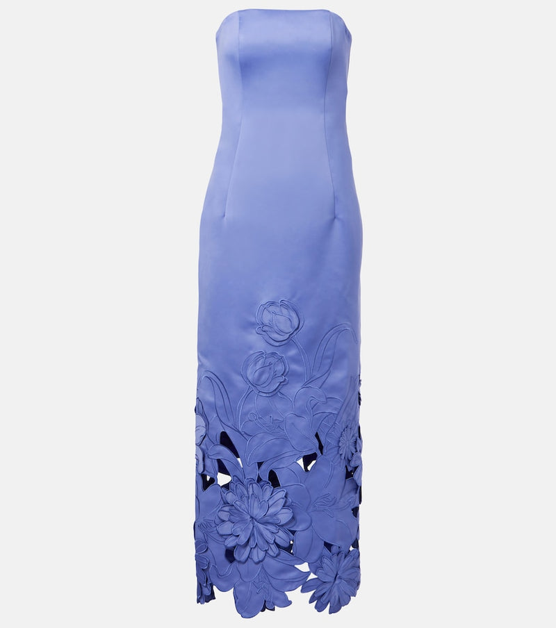 Leo Lin Rayna floral-applique satin maxi dress