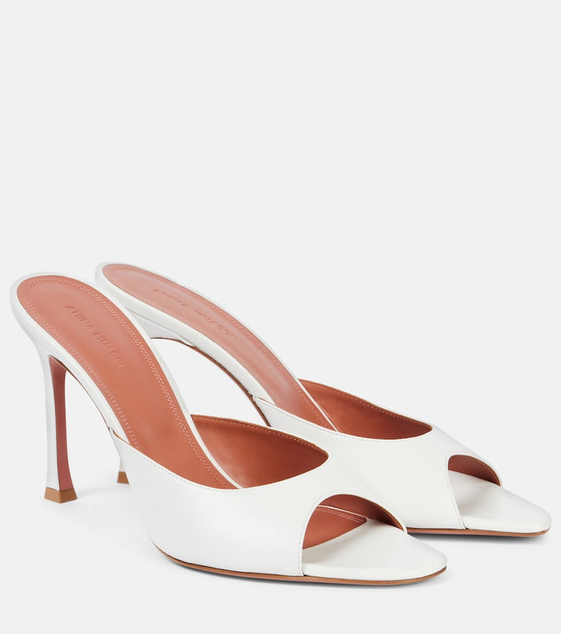 Amina Muaddi Alexa 95 leather sandals in White