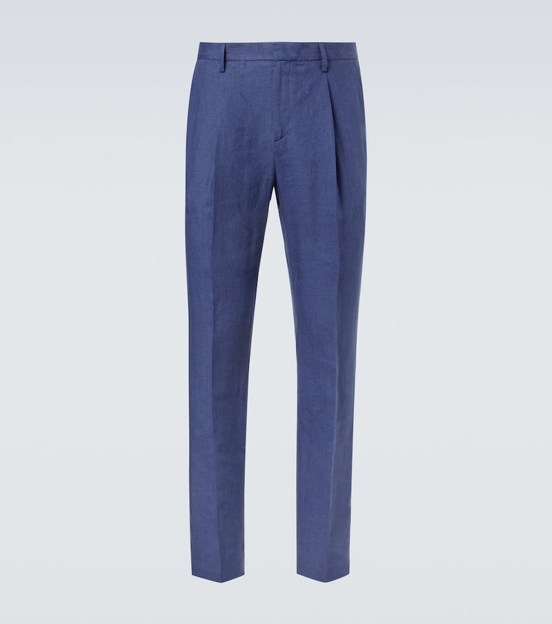 Sunspel Pleated linen straight pants