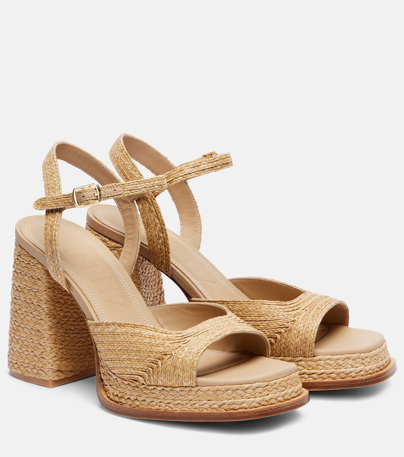 Souliers Martinez Gracia 95 raffia platform sandals