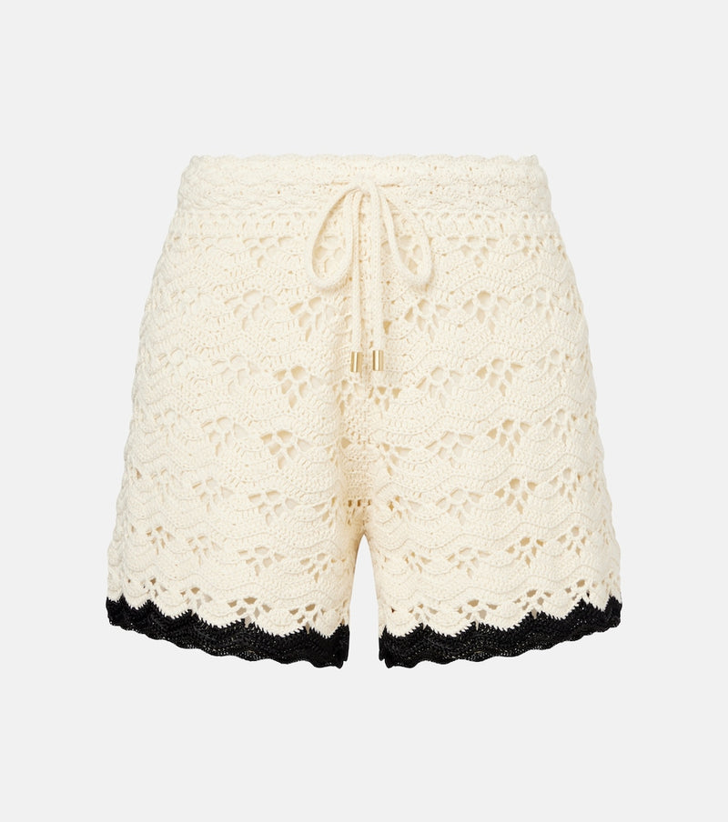 Zimmermann Rhiannon crochet cotton shorts in Ivory