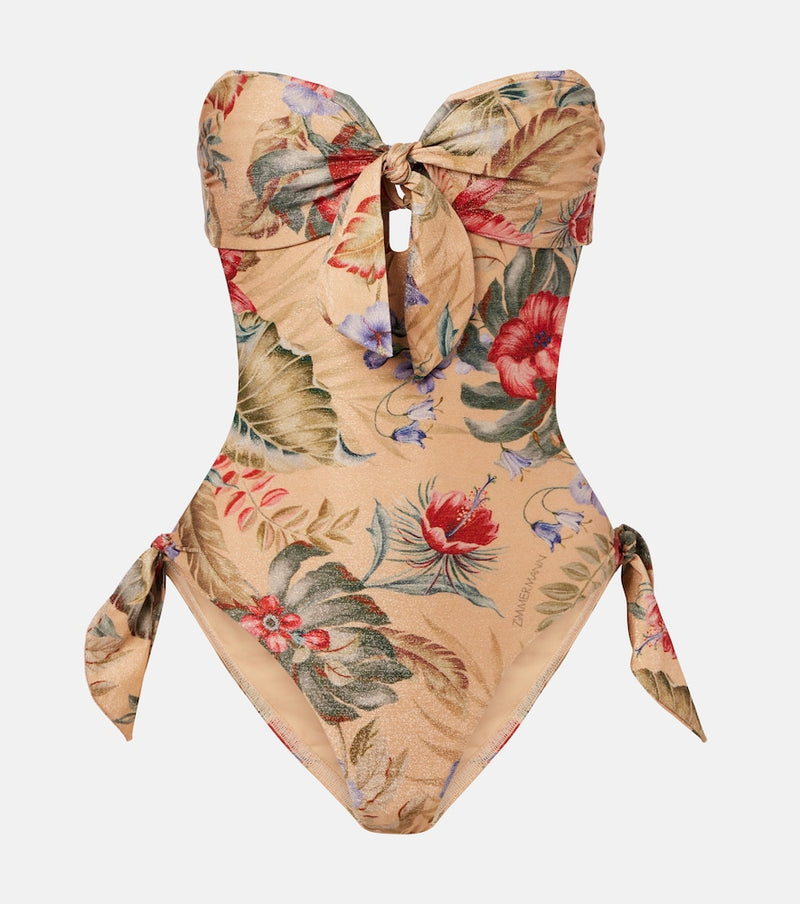 Zimmermann Coco bow-detail floral swimsuit