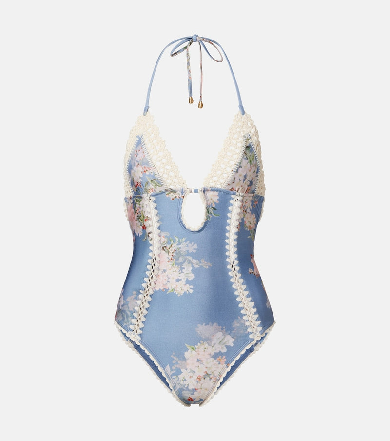 Zimmermann Cascadian crochet keyhole cutout swimsuit
