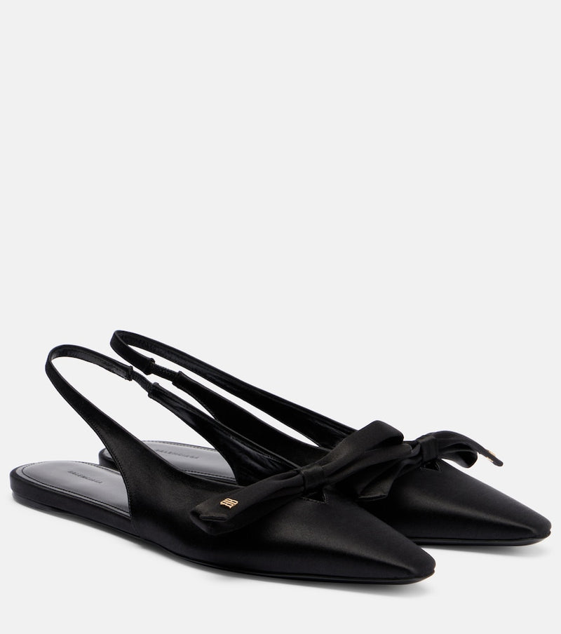 Balenciaga Nano BB satin slingback flats