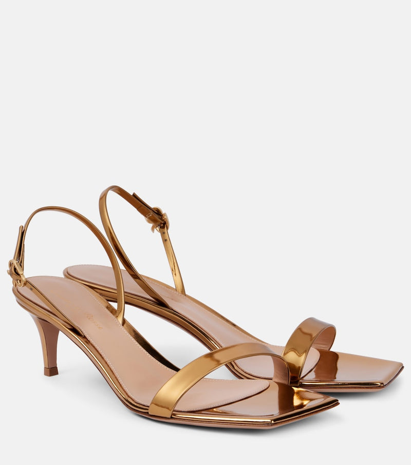 Gianvito Rossi Ribbon 55 metallic leather sandals