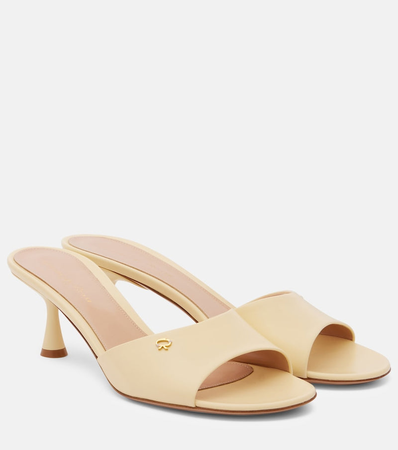 Gianvito Rossi Ascent 55 leather mules in Cream