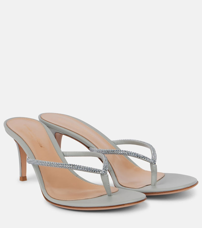 Gianvito Rossi India 70 embellished suede thong sandals