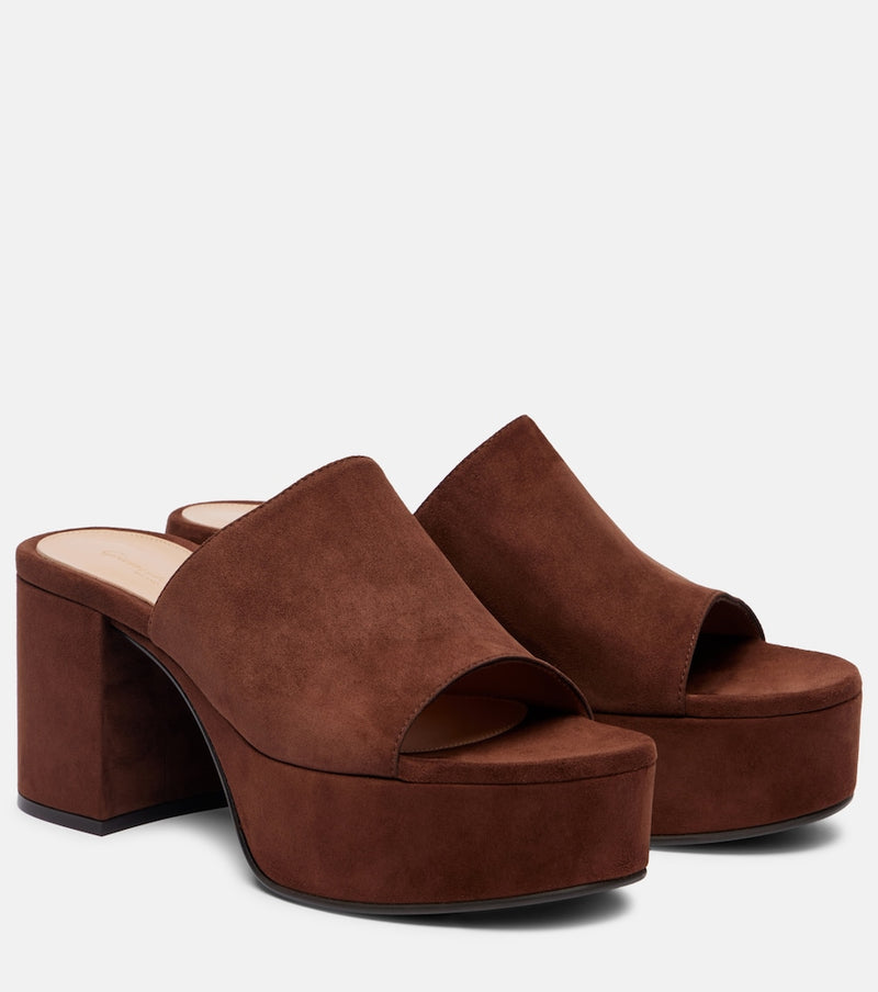 Gianvito Rossi Suede platform mules