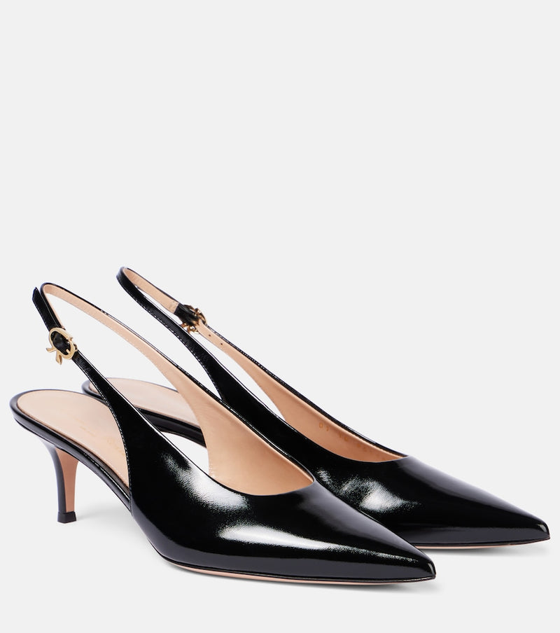Gianvito Rossi Robbie 55 patent leather slingback pumps