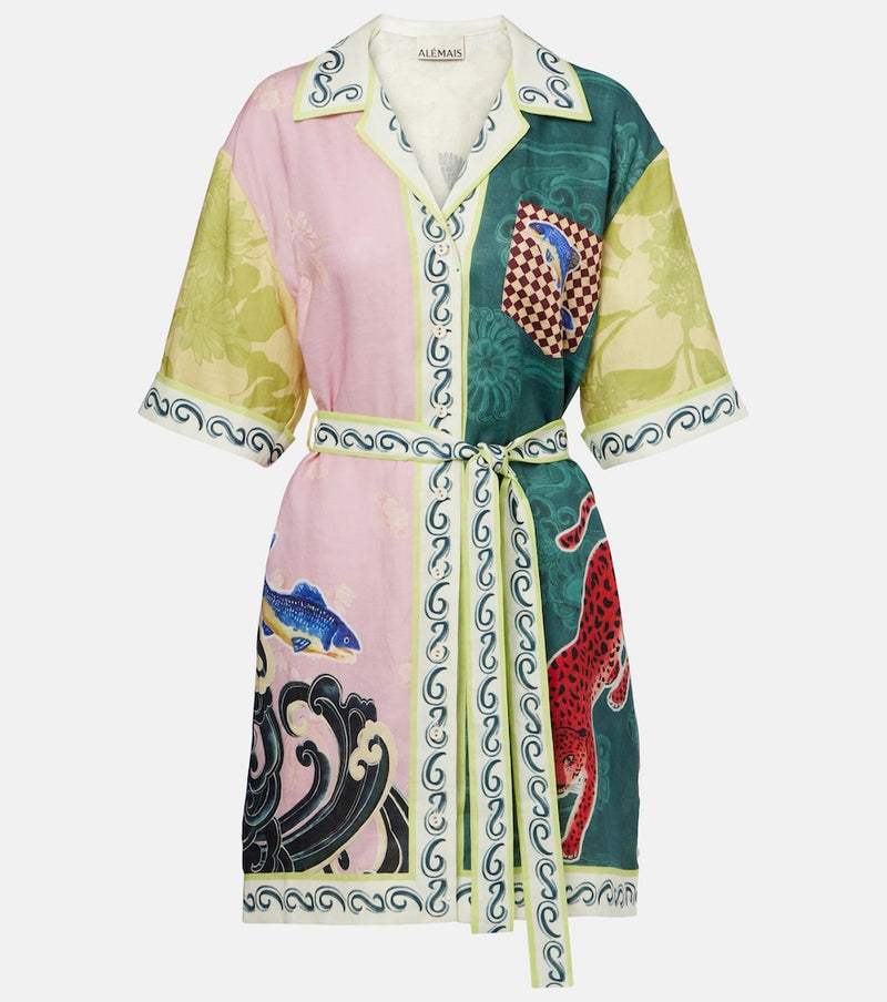 Alemais Rochester belted linen minidress