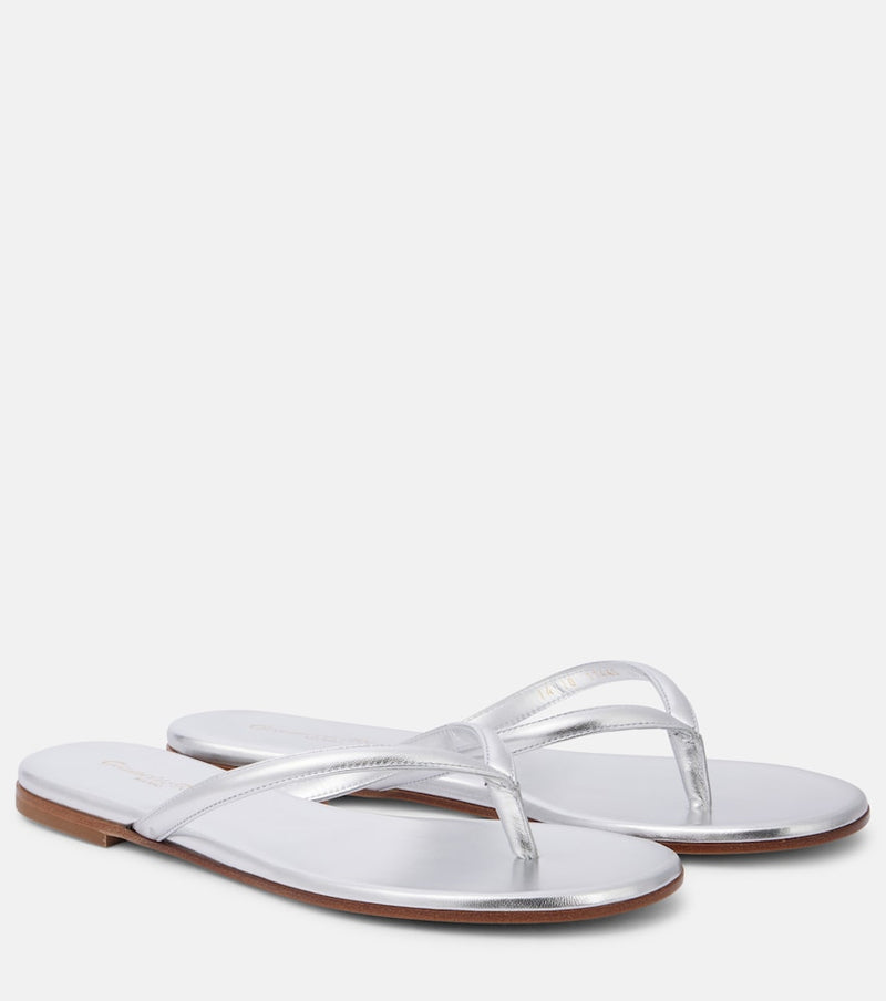 Gianvito Rossi Calypso metallic leather thong sandals