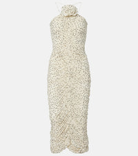 Magda Butrym Floral-applique polka-dot maxi dress