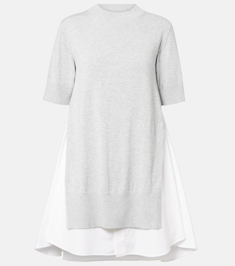 Sacai Layered cotton minidress
