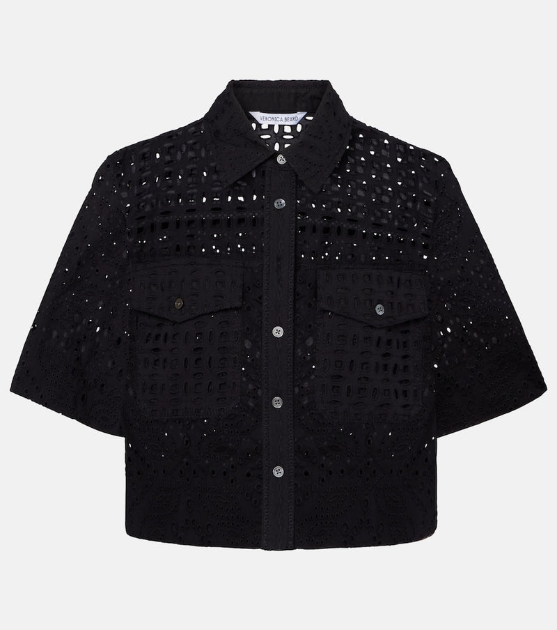 Veronica Beard Spruce embroidered cotton shirt