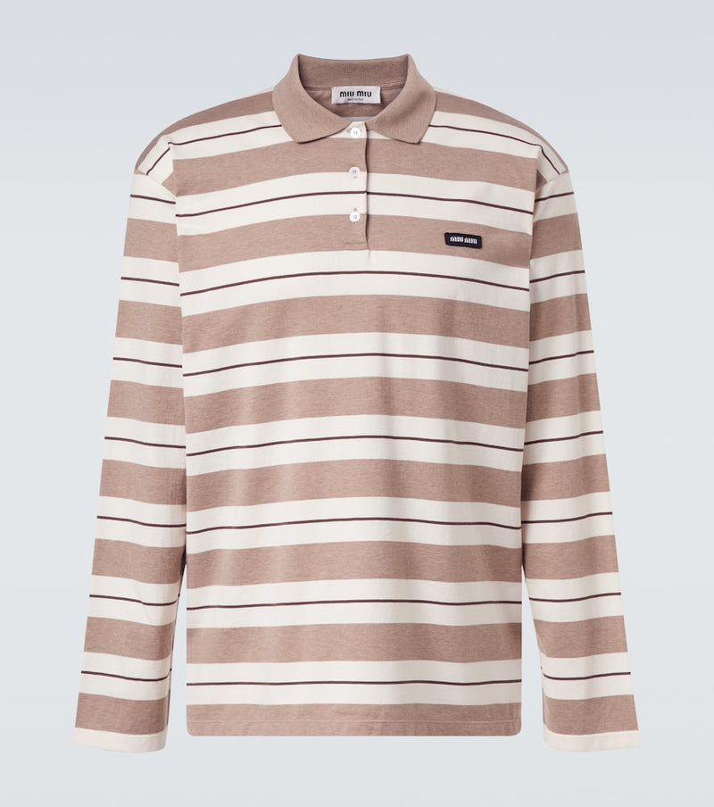 Miu Miu Striped cotton jersey polo shirt