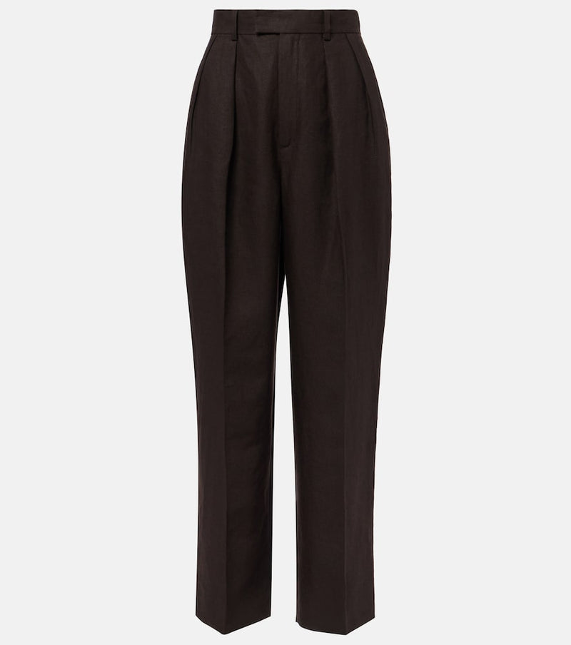 Loro Piana High-rise linen straight pants
