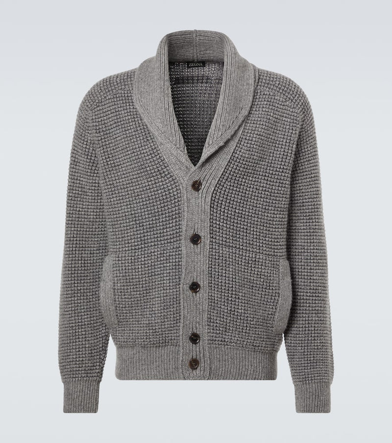 Zegna Waffle-knit cashmere and mohair cardigan