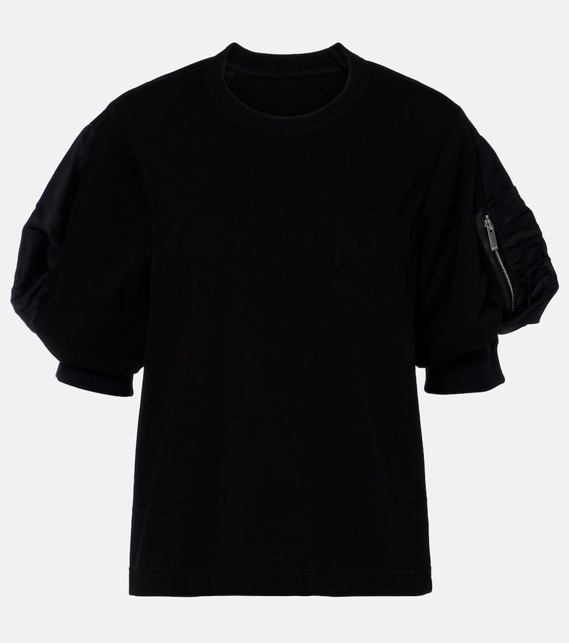 Sacai Cotton twill and jersey T-shirt