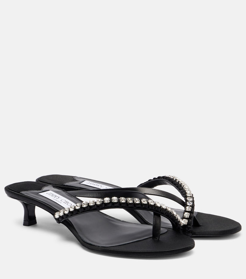 Jimmy Choo Dila 35 leather and satin thong sandals