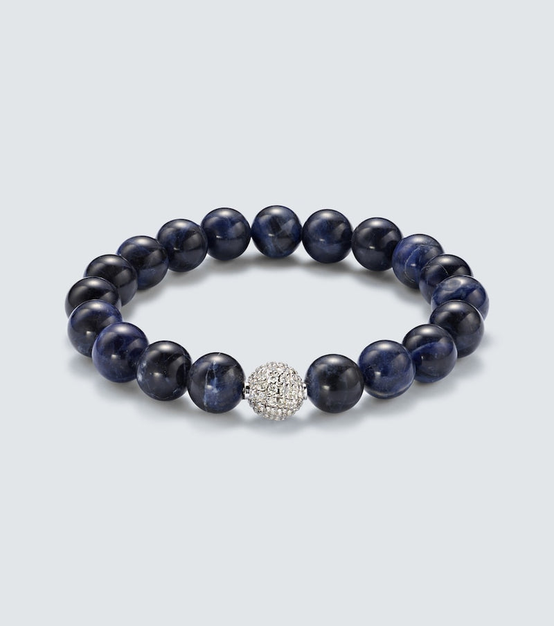Sydney Evan 14kt white gold beaded bracelet with diamonds