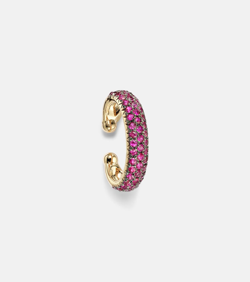 Shay Jewelry Jumbo 18kt gold ear cuff with rubies