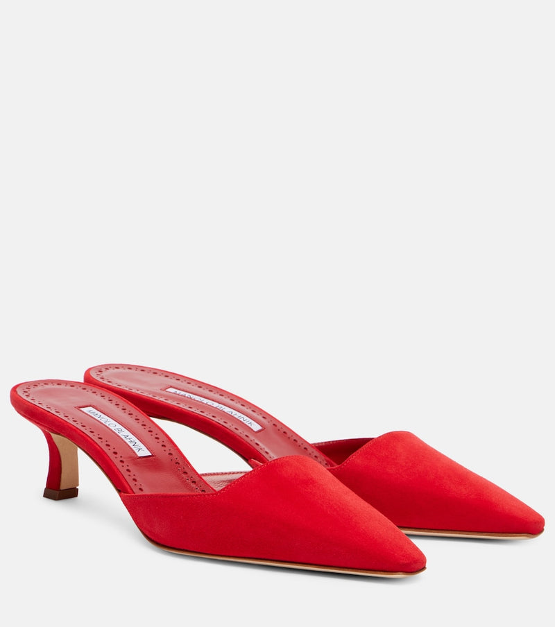 Manolo Blahnik Moiramu suede mules in Red