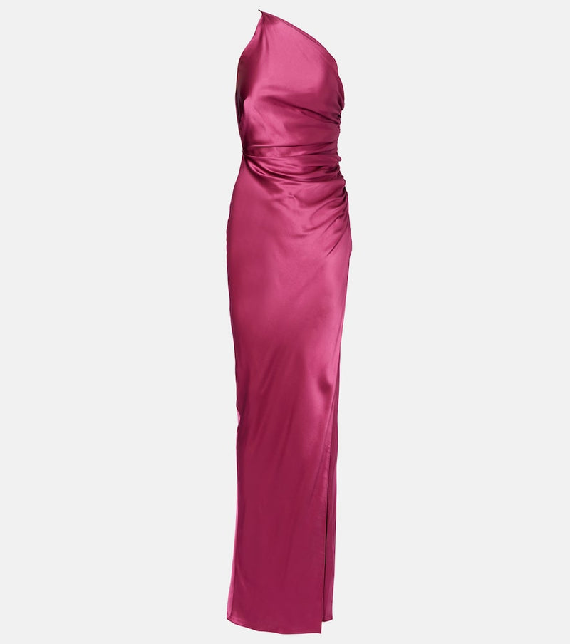 The Sei Asymmetric gathered silk satin gown