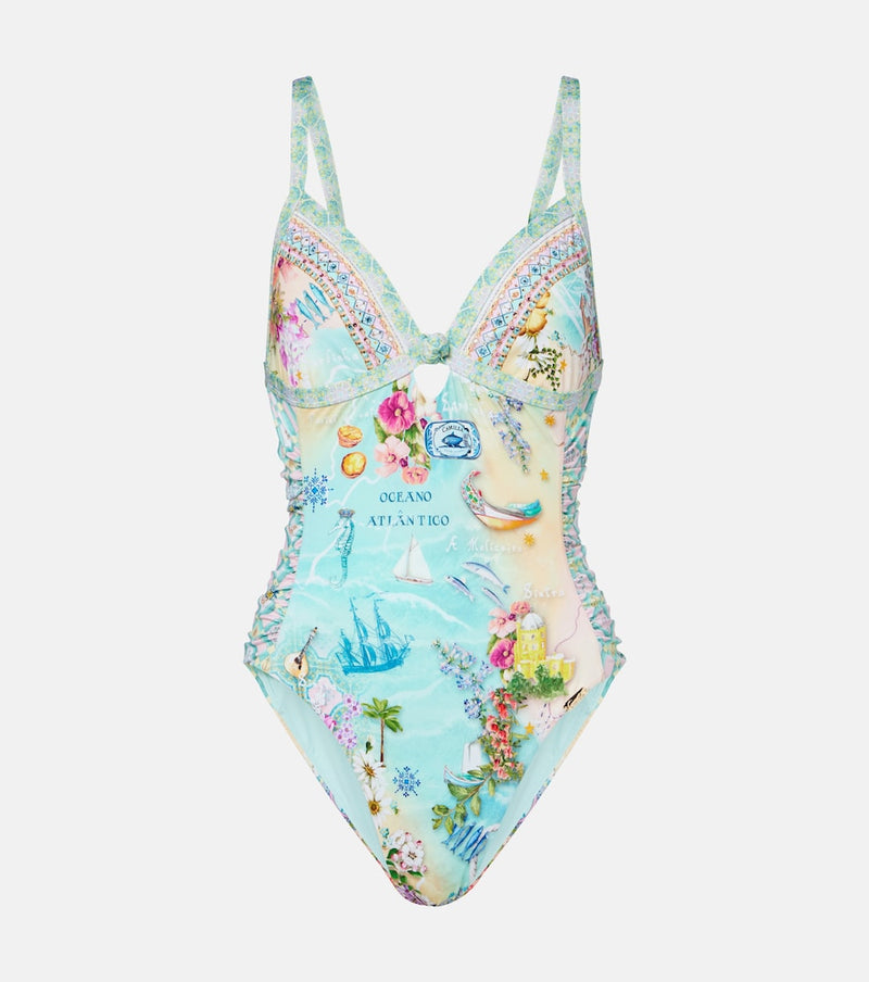 Camilla Embellished printed swimsuit