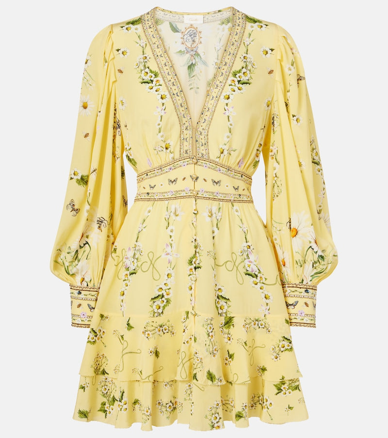 Camilla Floral silk crepe minidress