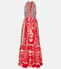 Camilla Halterneck cotton poplin maxi dress