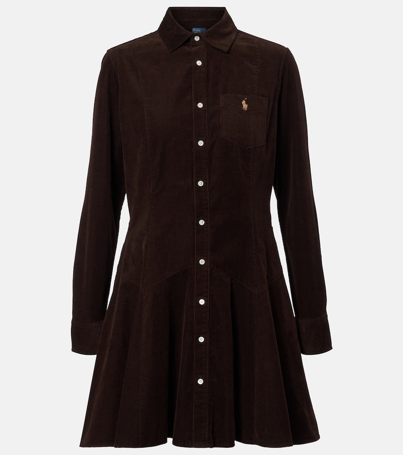 Polo Ralph Lauren Cotton corduroy shirt dress in Brown