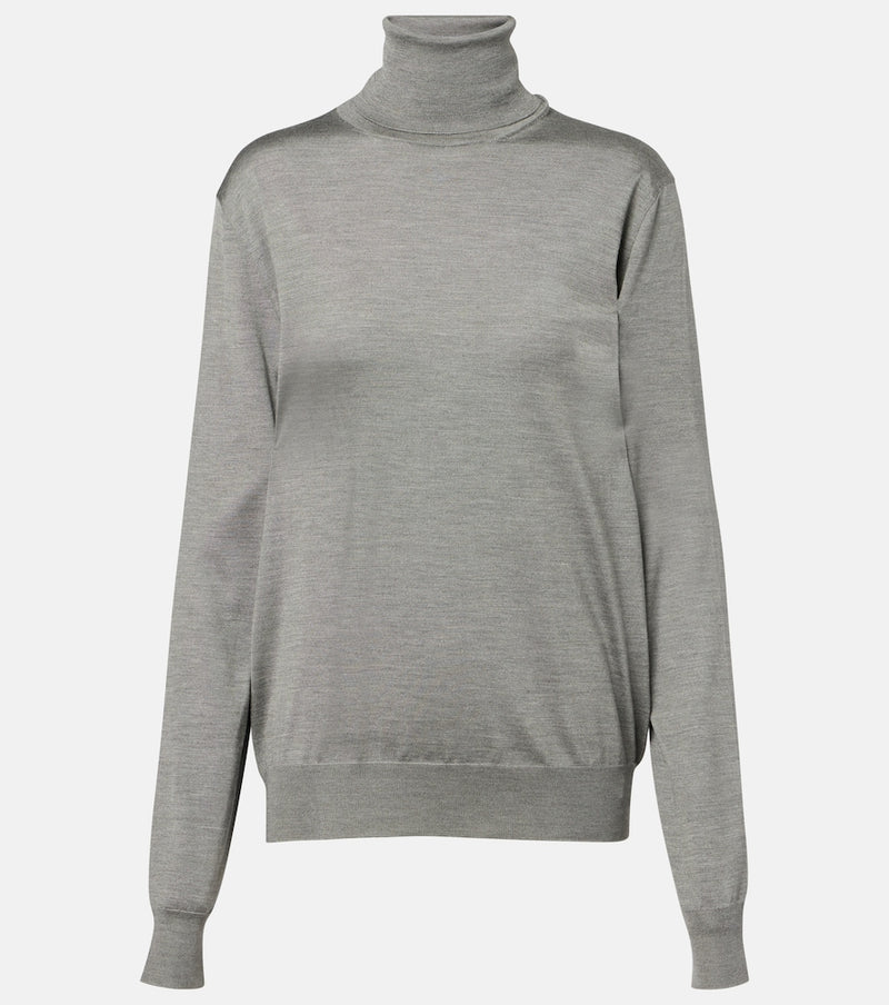 The Row Liwen silk turtleneck top