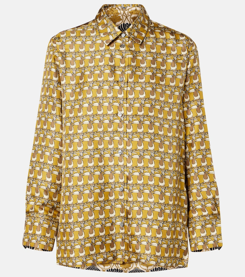 S Max Mara Printed reversible silk shirt in Yellow