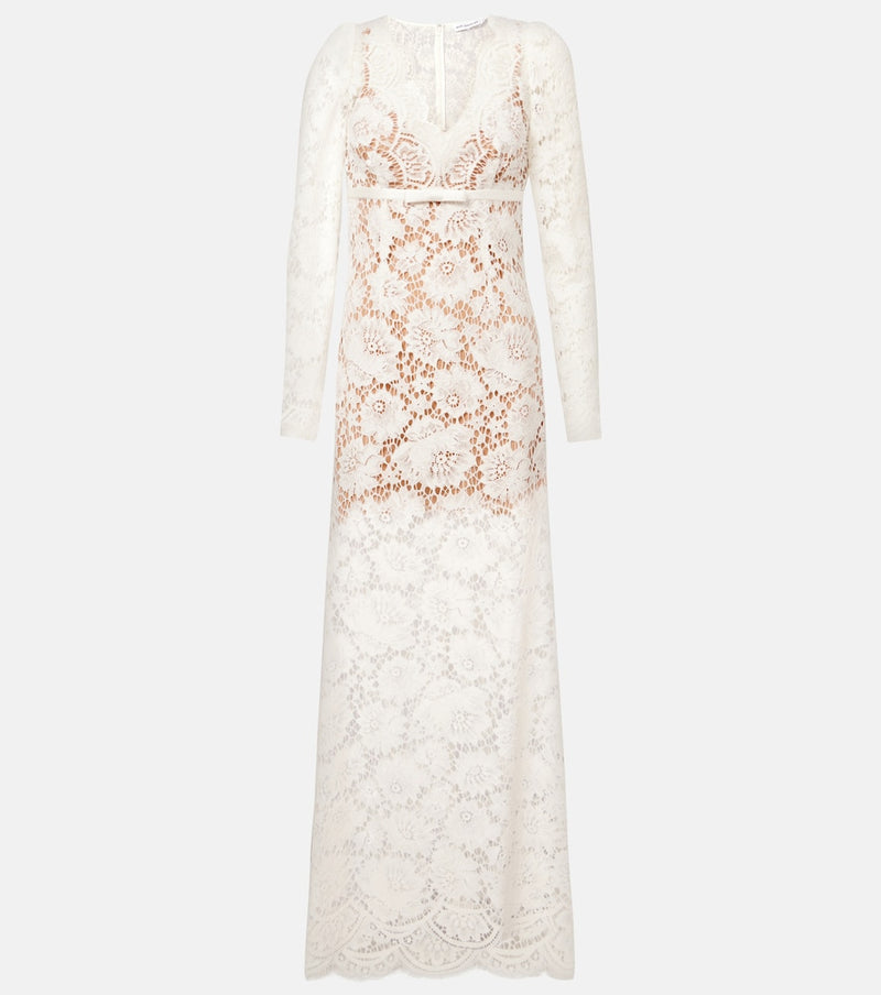 Self-Portrait Bow-detail lace maxi dress