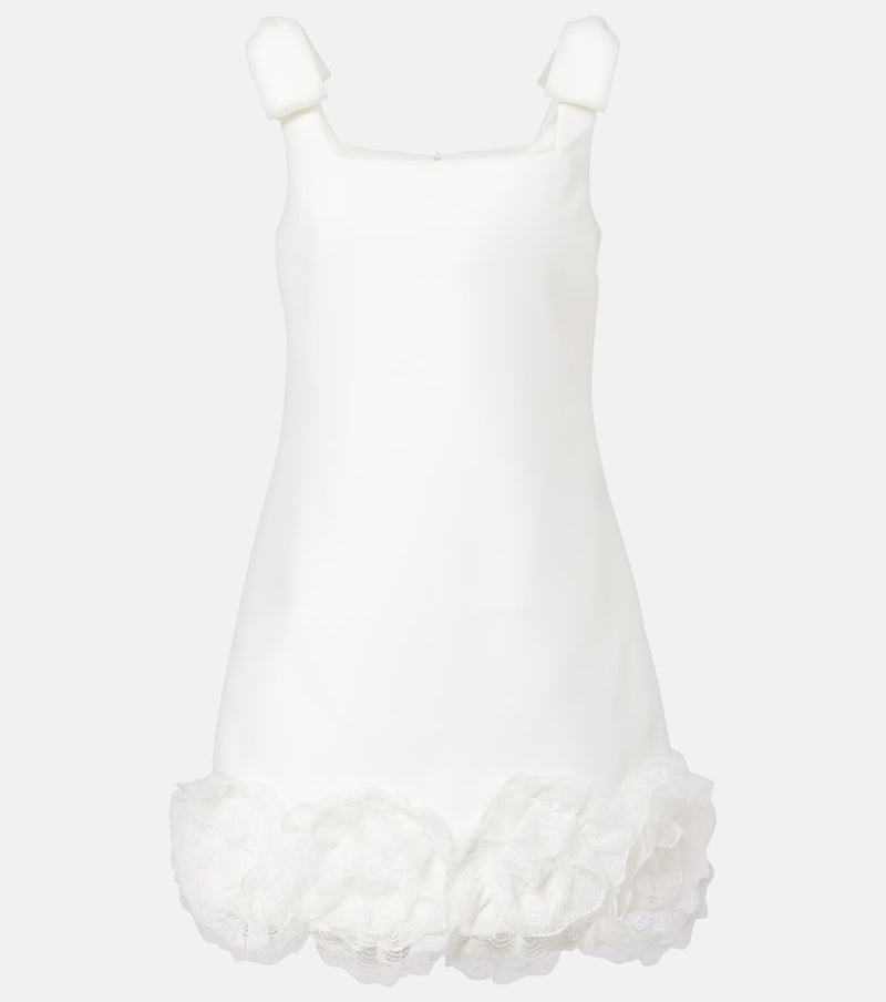 Self-Portrait Bridal floral-applique crepe minidress