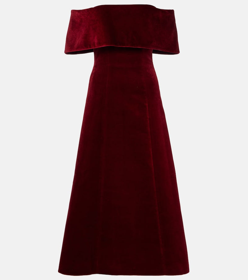 Emilia Wickstead Carita off-shoulder cotton velvet midi dress