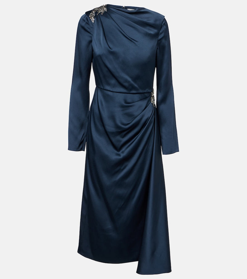 Erdem Crystal-embellished satin cady cocktail dress