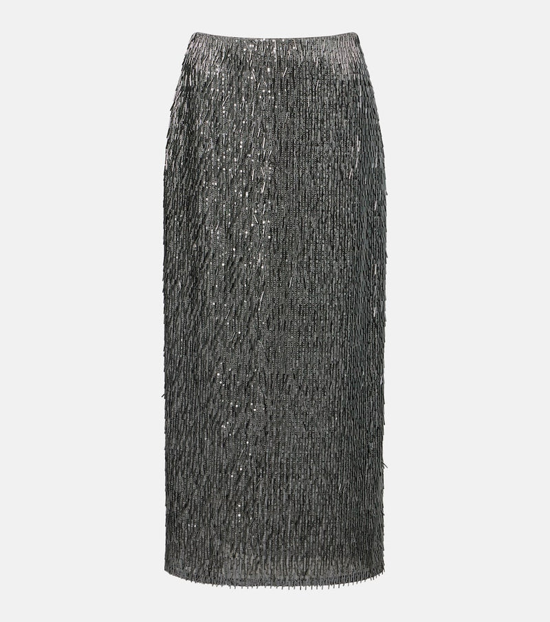 Erdem Sequined high-rise pencil skirt