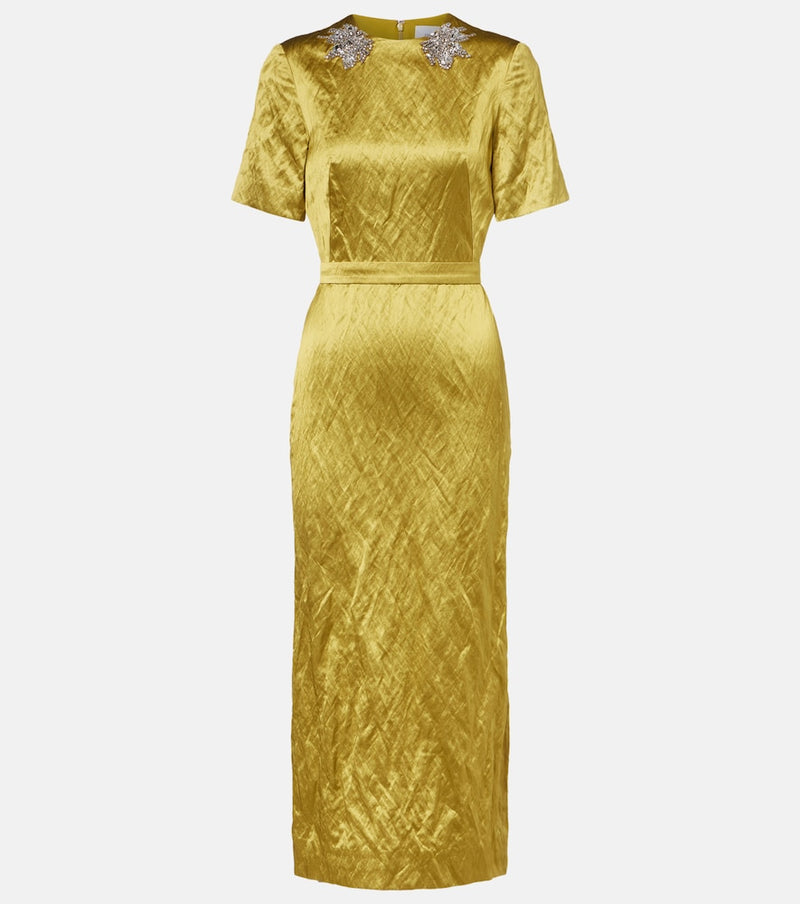 Erdem Embellished satin midi dress