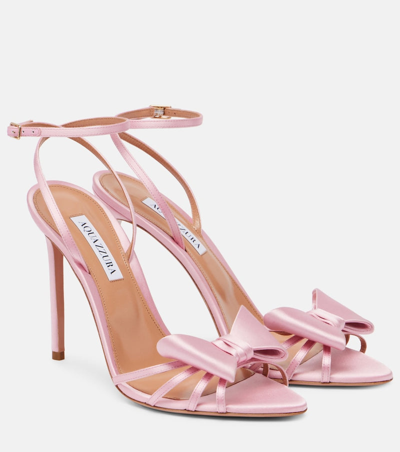 Aquazzura Black Tie 105 bow-detail satin sandals
