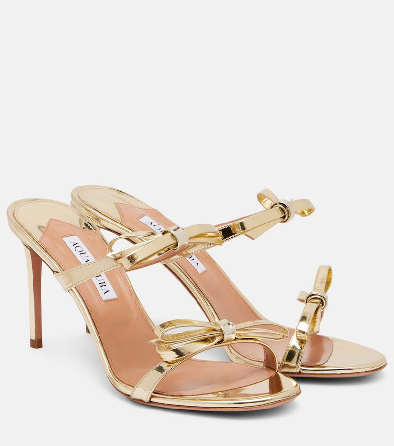 Aquazzura Soave 85 mirrored faux leather mules