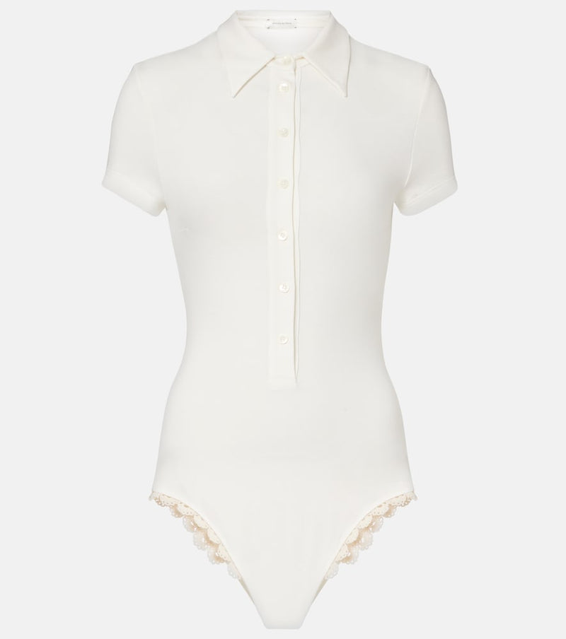 Magda Butrym Crochet-trimmed cotton-blend bodysuit